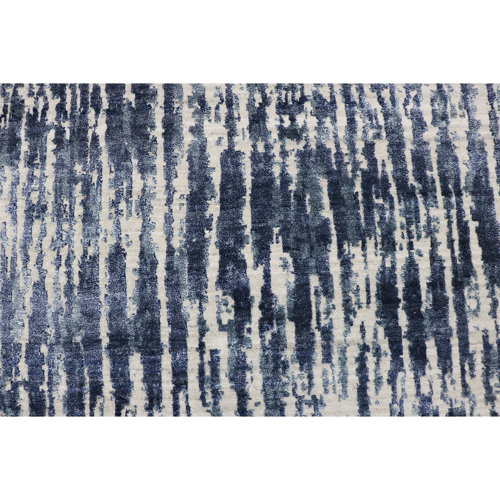 Bokara Rug Co., Inc. HandKnotted HighQuality Ivory and Blue Area Rug